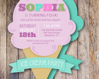 Ice Cream Kid's Birthday Invitation