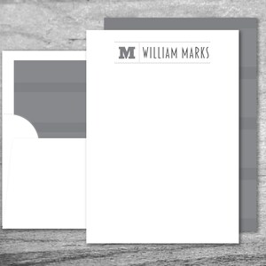 Monogramm persönliches Briefpapierset grau | Umschläge mit der Koordinierung der Liner | Benutzerdefinierte Briefpapier