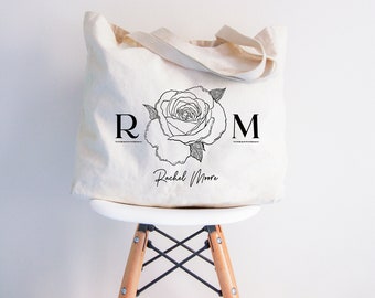 Birth Flower Canvas Tote Bag | Custom Canvas Tote Bag | Great Gift Idea