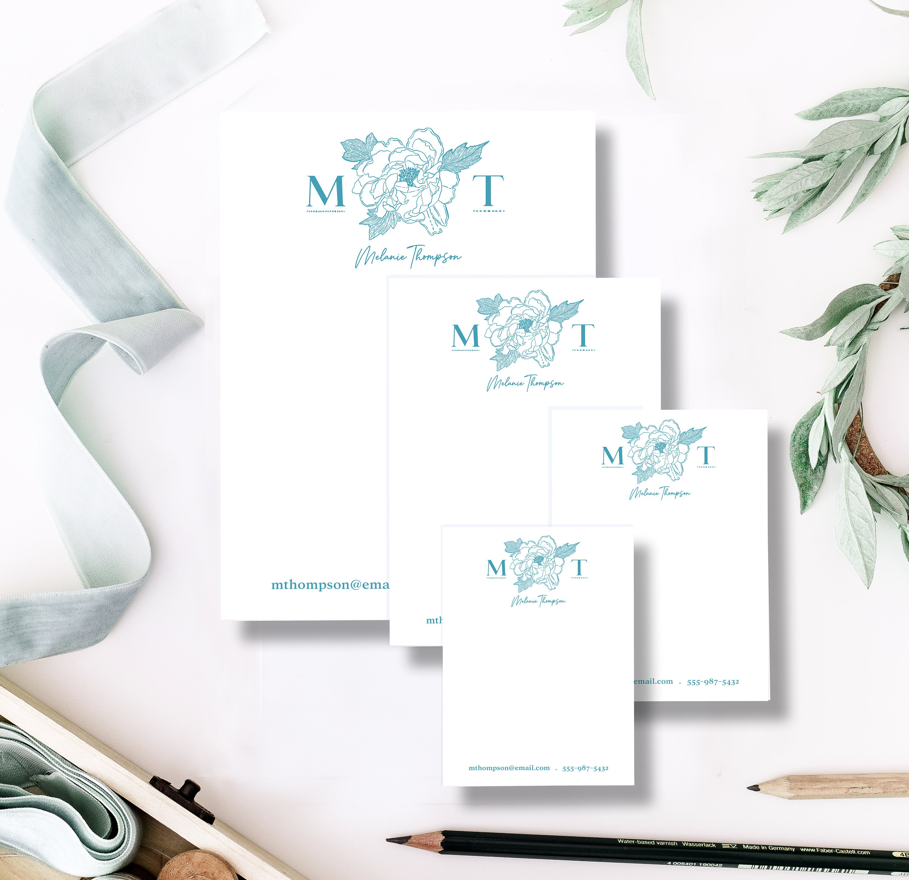 Birth Flower Monogram Personalized Notepad | Personalized Stationery ...