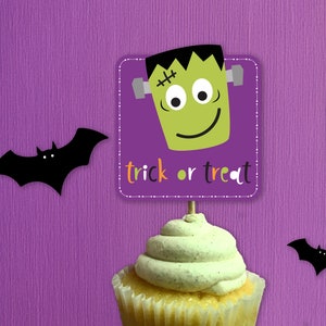Halloween Frankenstein Cupcake Toppers | Custom Party Cupcake Toppers | Party Decor | Halloween Theme Cupcake Toppers