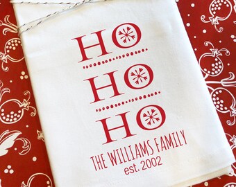 Ho! Ho! Ho! Personalized Christmas Tea Towel | Custom Christmas Tea Towel | Flour Sack Tea Towel for Christmas | Holiday Tea Towel