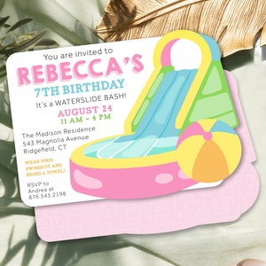 Waterslide Birthday Party Invitation: Custom Die Cut Design
