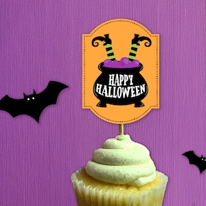 Halloween Cauldron Cupcake Toppers | Custom Party Cupcake Toppers | Party Decor | Halloween Theme Cupcake Toppers
