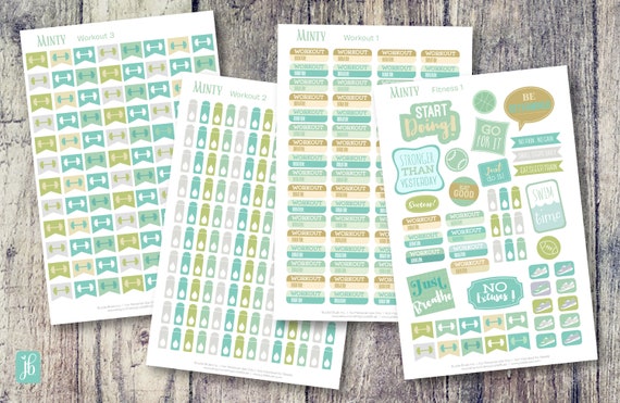 workout fitness planner stickers