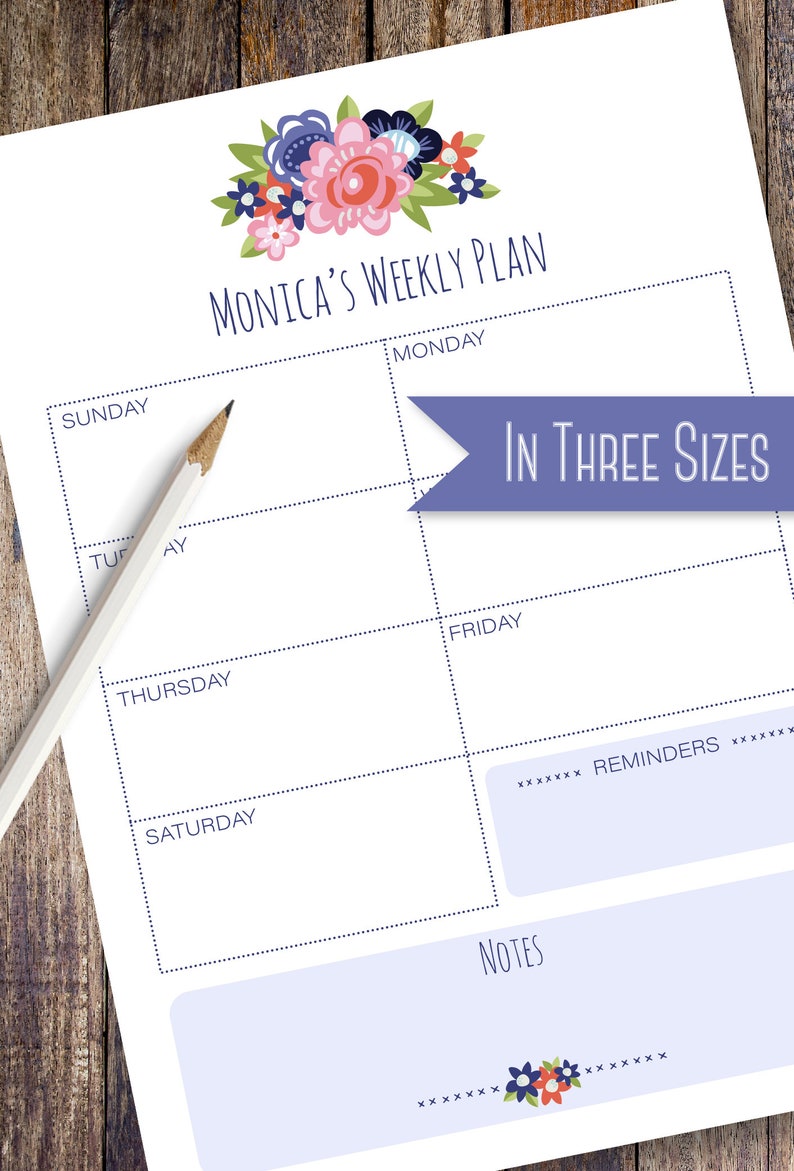Primrose Lane Custom Planner Note Pad Daily, Weekly and Weekly Menu Planning Personalized Note Pads Available in 3 sizes image 3
