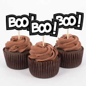 BOO! Halloween Cupcake Toppers | Custom Party Cupcake Toppers | Party Decor | Halloween Theme Cupcake Toppers