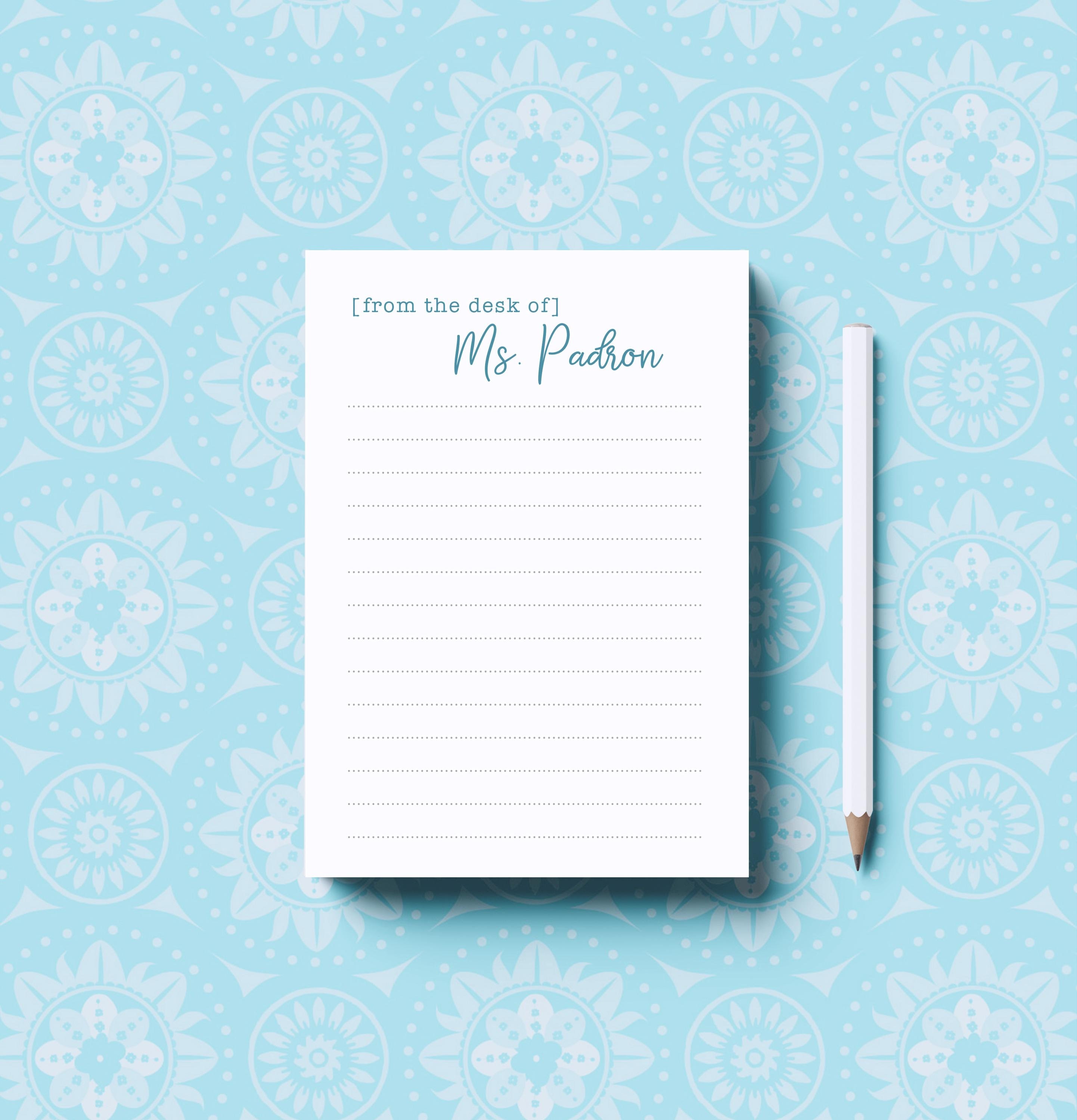 Personalized From the Desk of Notepad | Personalized Stationery Note Pad | 28 Font Color Choices