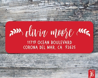 Red Laurel Christmas Address Labels