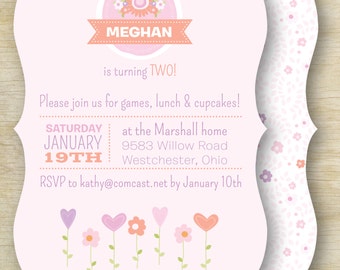 Pink Garden Kid's Birthday Invitation for a Girl
