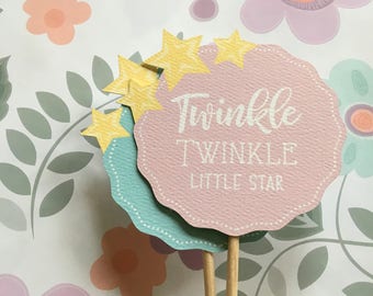 Twinkle Little Star Theme Cupcake Toppers