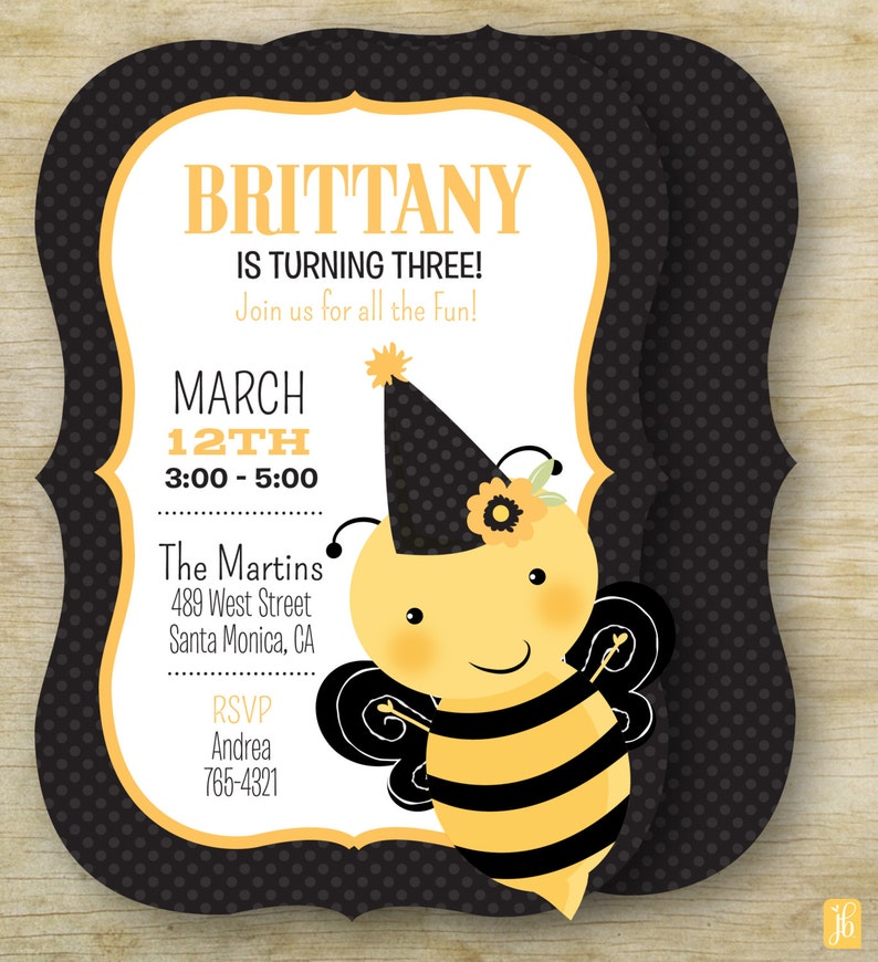 Bumblebee Birthday Invitation Custom Personalized Die Cut | Etsy