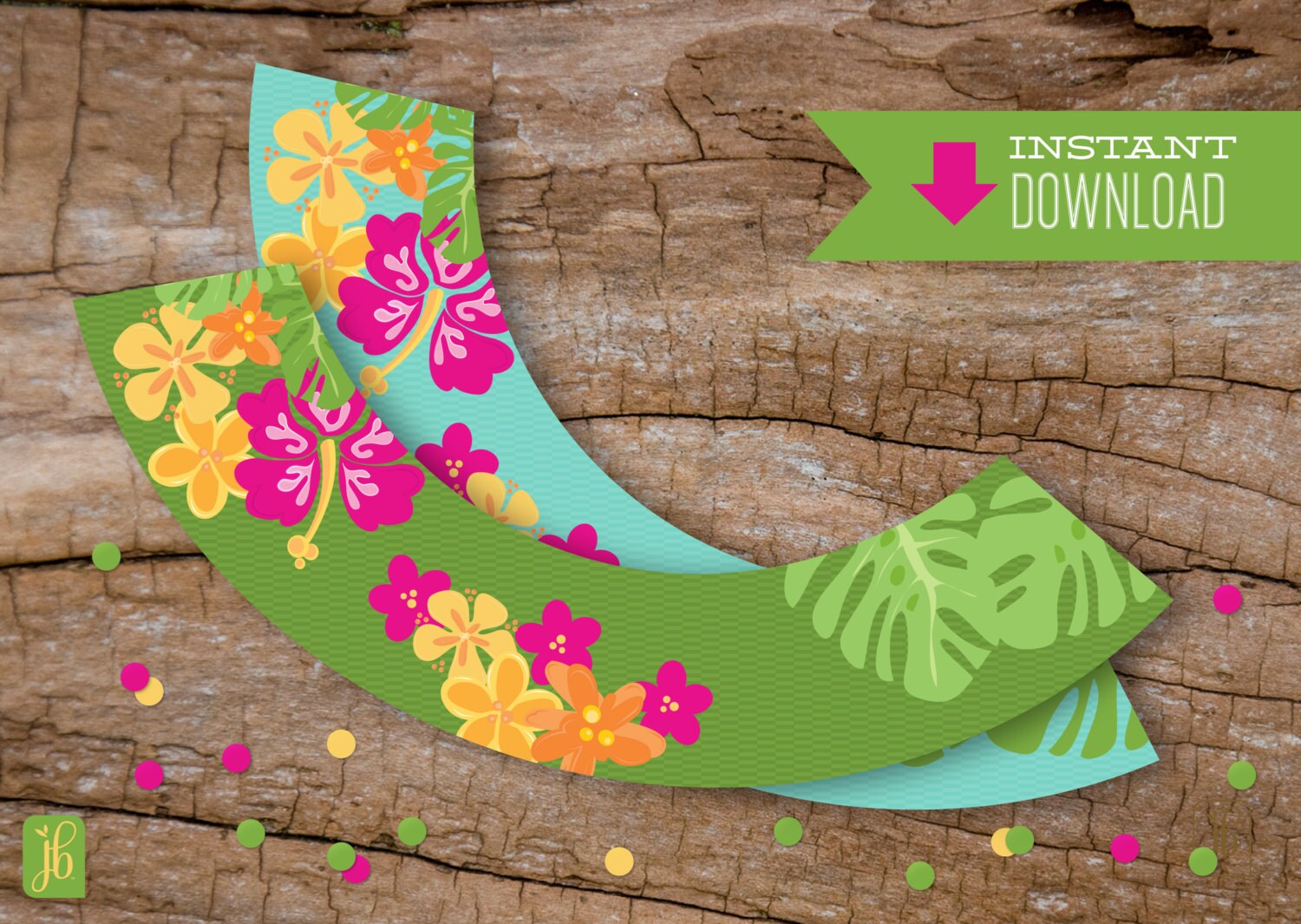 Luau Party Cupcake Wrappers Instant Download