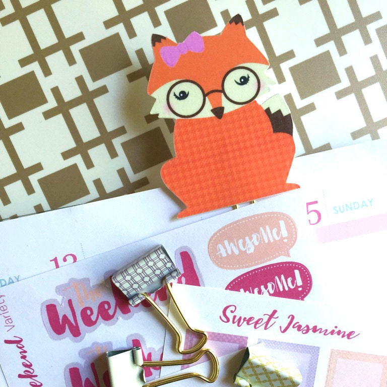 Planner Clips Little Fox Planner Clips Fox Theme Planner Etsy