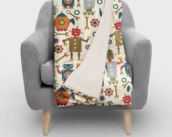 Robot City Personalized Blanket