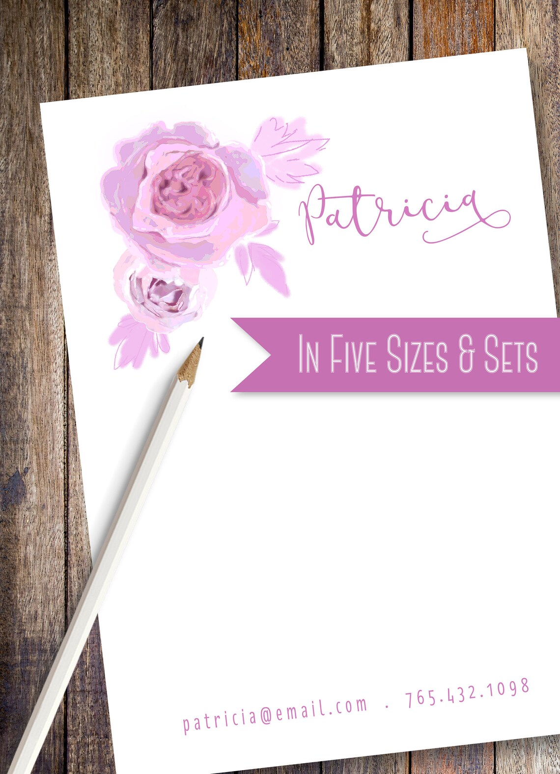 Three Pink Roses Custom Note Pad Custom Note Pad Available - Etsy