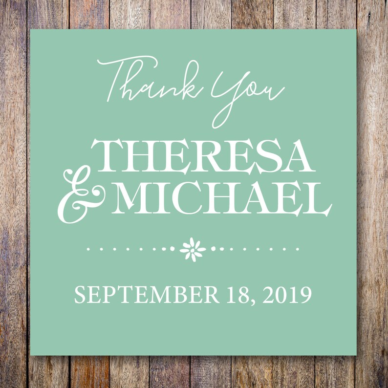 Soft Teal Custom Wedding Gift Tag Sticker