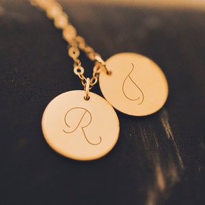 Single Letter Swash Monogram Dainty Engraved Necklace