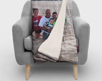 Personalized Photo Blanket  | Your Photo or Collage | Minky, Sherpa Fleece, Faux Fur Lined, or Sweatshirt