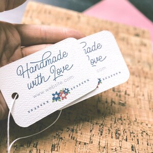 Personalisierte Navy Blue Handmade with Love Geschenkanhänger oder Aufkleber | Favor Anhänger oder Aufkleber