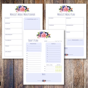 Primrose Lane Custom Planner Note Pad | Daily, Weekly and Weekly Menu Planning Personalized Note Pads Available in 3 sizes