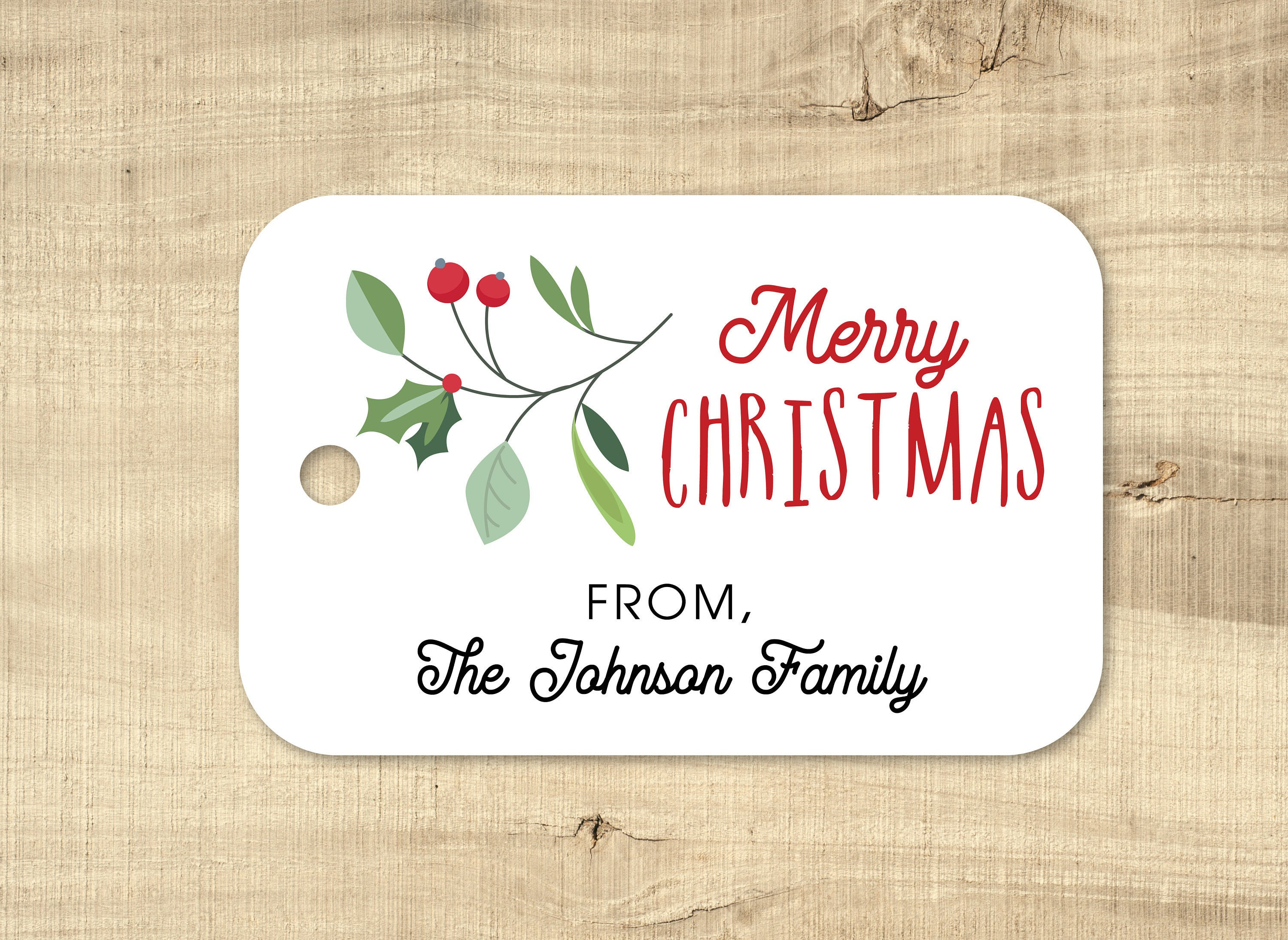 Holly Wreath Christmas Personalized Gift Sticker