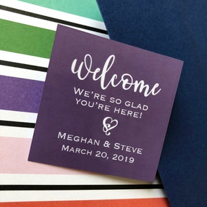 Pflaume Herzen Hochzeit Geschenk Tag Aufkleber | Personalisierte Etiketten Hochzeit | Individuelle Geschenkaufkleber oder Tags | Vollständig anpassbar