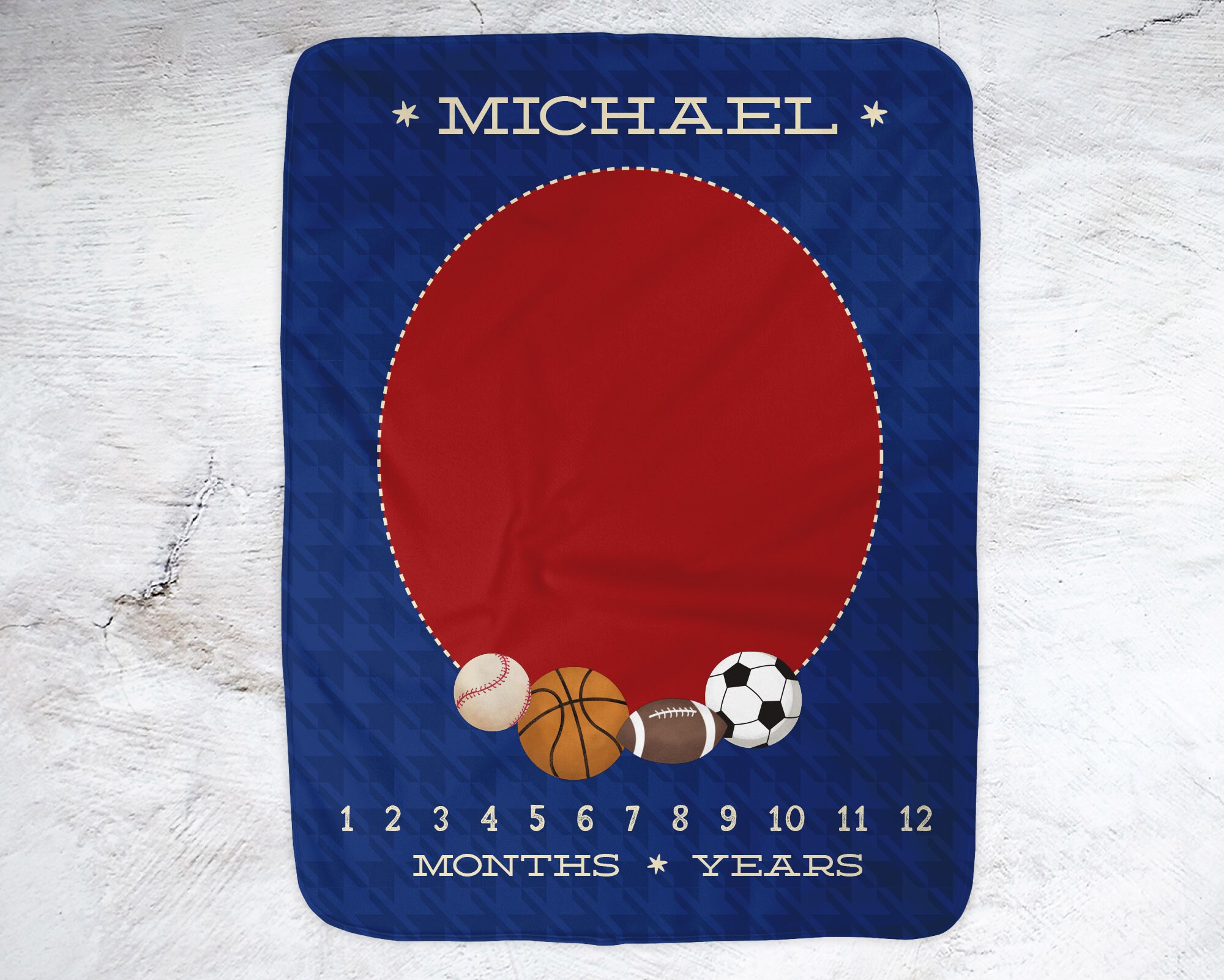 Milestone Classic Sports Month Baby Blanket
