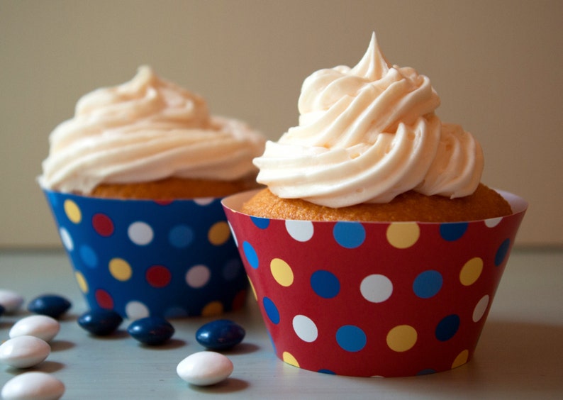 Fourth of July Polka Dot Cupcake Wrappers image 1