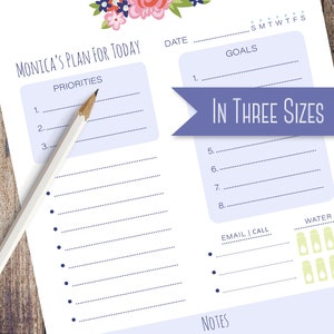 Primrose Lane Custom Planner Note Pad Daily, Weekly and Weekly Menu Planning Personalized Note Pads Available in 3 sizes image 4