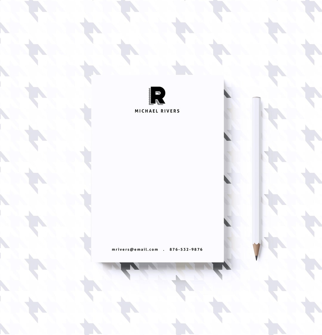 Monogram Shadow Personalized Notepad | Personalized Stationery Note Pad ...