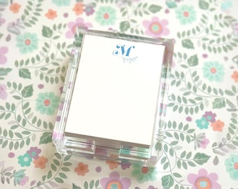 Personalized Note Pad in Clear Acrylic Holder | Available in 2 sizes | 28 Font Color Choices