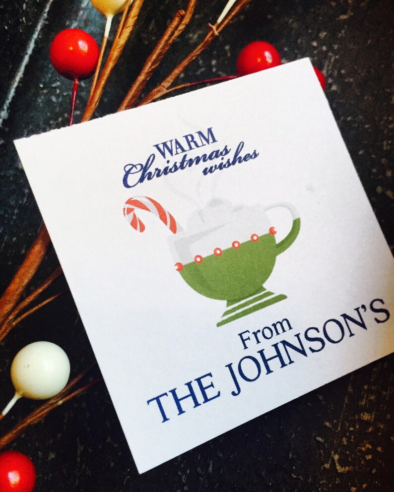 Personalized Christmas Cup Holiday Gift Tag or Sticker