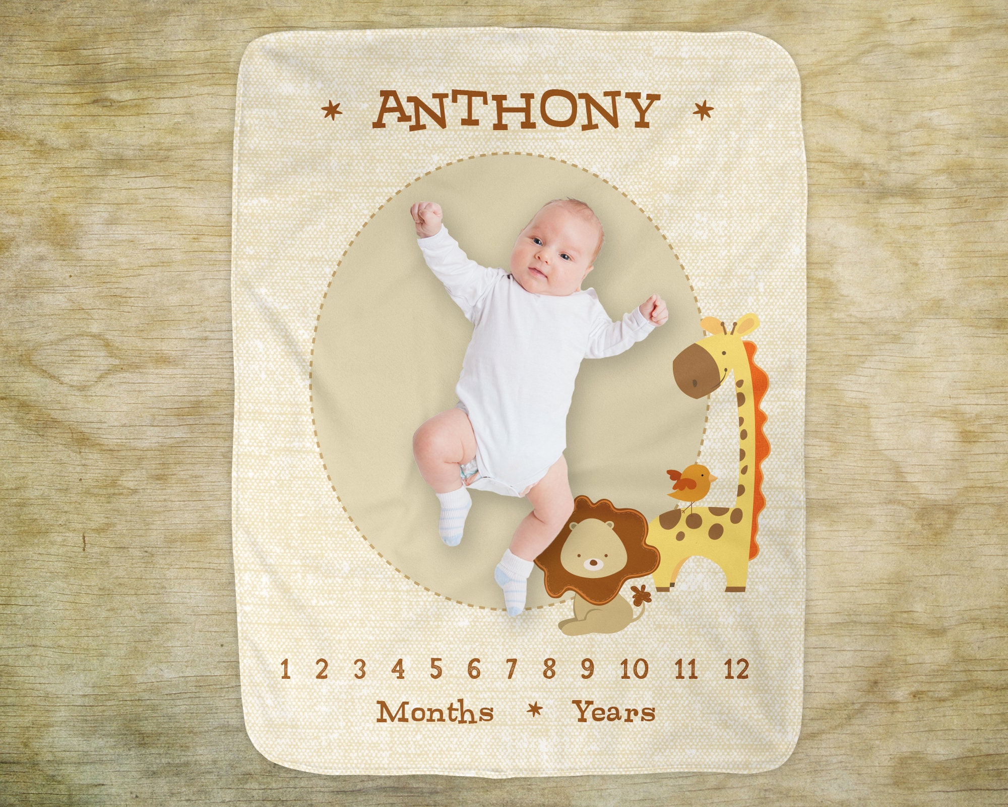 Milestone Blanket Lion Safari Month Baby Blanket - Etsy
