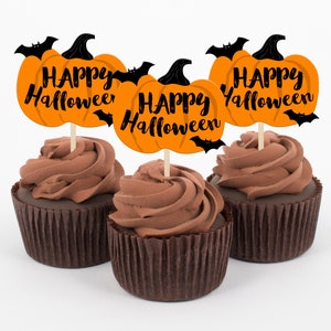 Happy Halloween Pumpkin Cupcake Toppers | Custom Party Cupcake Toppers | Party Decor | Halloween Theme Cupcake Toppers