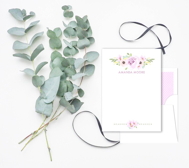 Pastel Floral Personalized Stationery Set | Envelopes With Coordinating ...