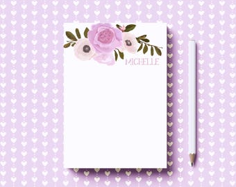 Rose Bouquet Custom Note Pad: Personalized Stationery Set