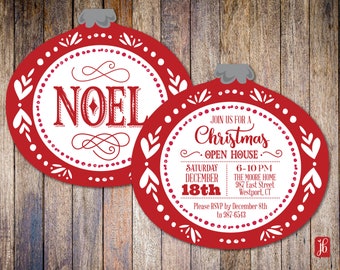 Christmas Ornament Personalized Custom Holiday Invitation for a Holiday Party | Custom Die Cut Invite | Christmas Invite for the Holidays