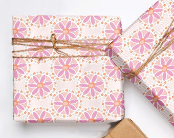 Pink Gift Wrapping Paper | Floral Gift Wrap | Party Paper | Flower Garlands Wrapping Paper | Party Paper | 20" x 29" Wrapping Sheet