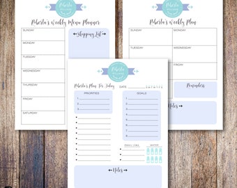 Blue Magnolia Custom Planner Note Pad | Daily, Weekly and Weekly Menu Planning Personalized Note Pads Available in 3 sizes
