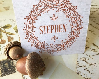 Beige Wreath Place Card for Thanksgiving