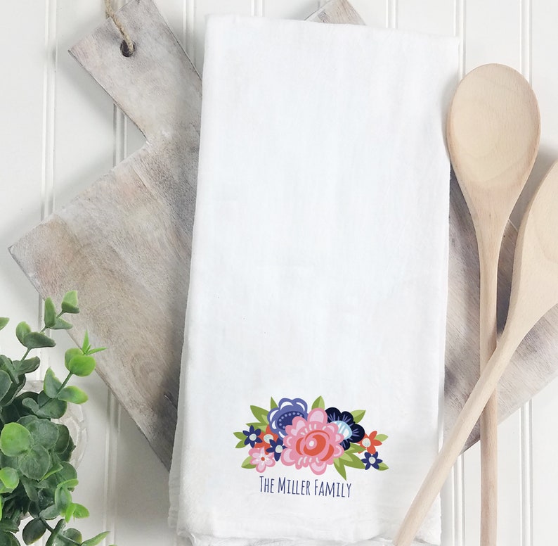 Personalized Primrose Lane Tea Towel Custom Tea Towel Flour Sack Tea Towel for Your Home