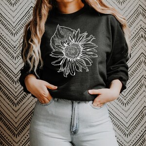 Giant Sunflower Graphic Sweatshirt or Hoodie: Fall Typography