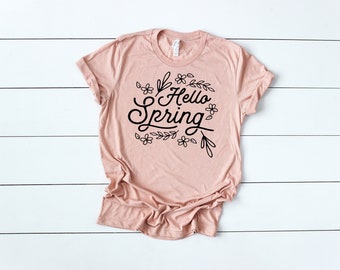 Hello Spring TShirt | Summertime TShirt | Graphic Typography TShirt | Available in Six Colors