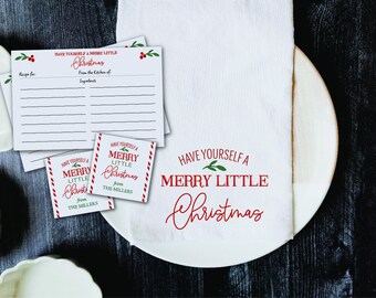 Have Yourself a Merry Little Christmas Tea Towel and Recipe Cards Gift Set