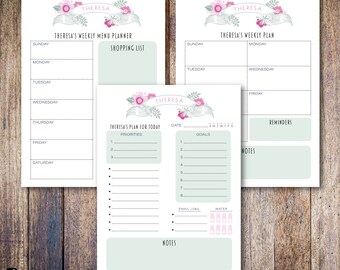 Mulberry Bay Custom Planner Note Pad | Daily, Weekly and Weekly Menu Planning Personalized Note Pads Available in 3 sizes