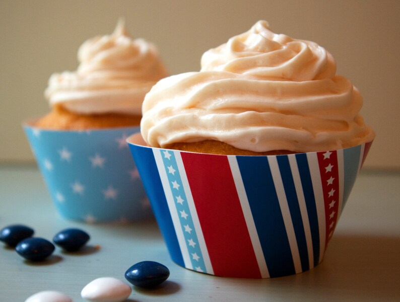 4th of July Stripes & Stars Cupcake Wrappers Instant Download image 2