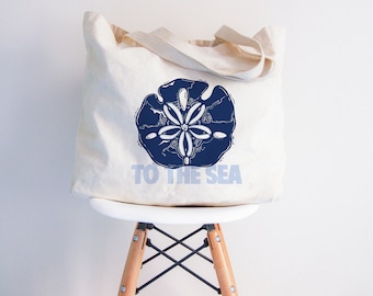 Nautical Tote Bag | Sand Dollar Tote Bag | Great Gift Idea | Canvas Tote Bag | Nautical Shoulder Bag | Available in 5 Color Choices