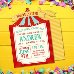 Circus Theme Kid's Birthday Invitation