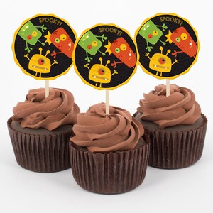 Three Monsters Halloween Cupcake Toppers | Custom Party Cupcake Toppers | Party Decor | Halloween Theme Cupcake Toppers